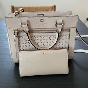Kate spade cream leather bag and matching wallet